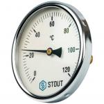 STOUT SIM-0001 Термометр биметаллический с погружной гильзой. Корпус Dn 100 мм, гильза 50 мм 1/2&quot;, 0...120°С