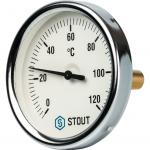 STOUT SIM-0001 Термометр биметаллический с погружной гильзой. Корпус Dn 80 мм, гильза 50 мм 1/2&quot;, 0...120°С