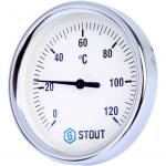STOUT SIM-003 Термометр биметаллический с погружной гильзой. Корпус Dn 80 мм, гильза 50 мм, резьба с самоуплотнением 1/2&quot;, 0...